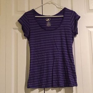 Striped swoop neck shirt